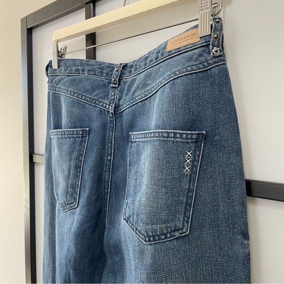 [26l] Scotch & Soda Silver Light Wash Studded Hi Rise 60’s Flare Leg Denim Jean - Picture 14 of 16